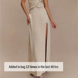 Meshki Cream Satin Prom Dress